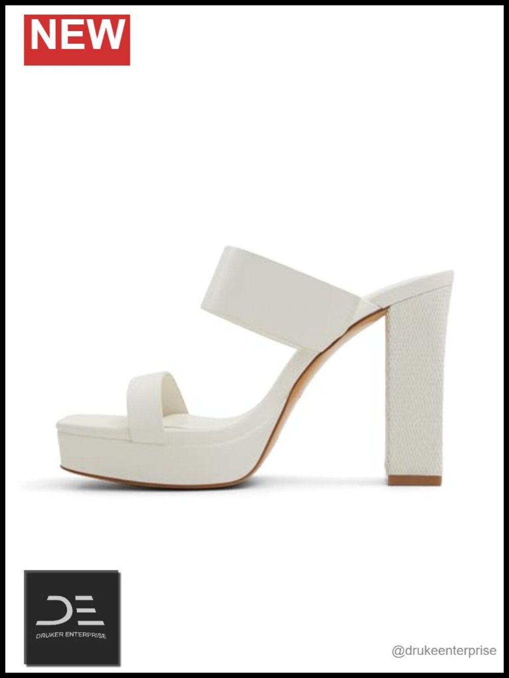 ALDO Women's Heeled Sandals Block Heel Square Toe Slip On Synthetics